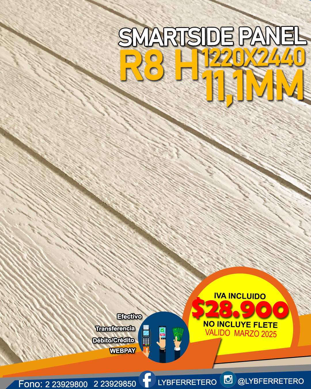 Smartside Panel LP R8 H 11,1mm x 2.44 x 1.22 mts