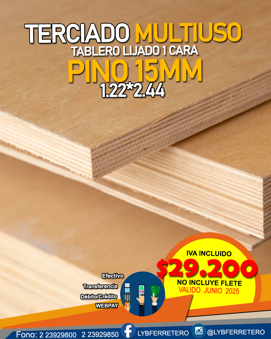 Terciado 15mm Multiuso 1220 x2440