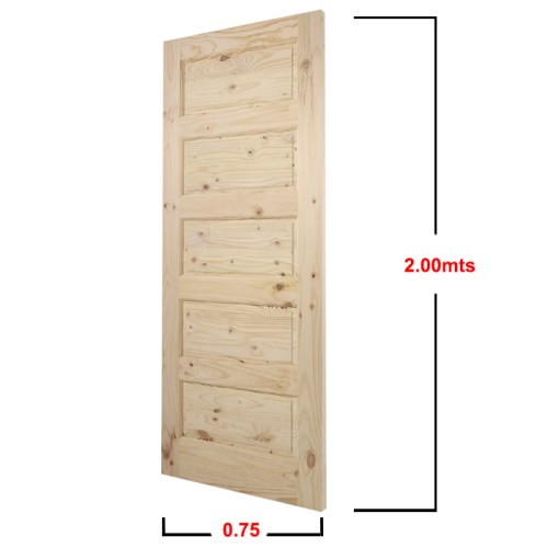 Puerta-Solida-Pino-Radiata-FIVE-PANEL-080X200-MEDIDA