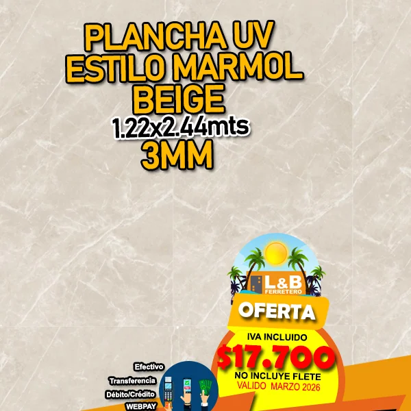 PANEL UV TIPO MARMOL BEIGE 3mm 1220X2440