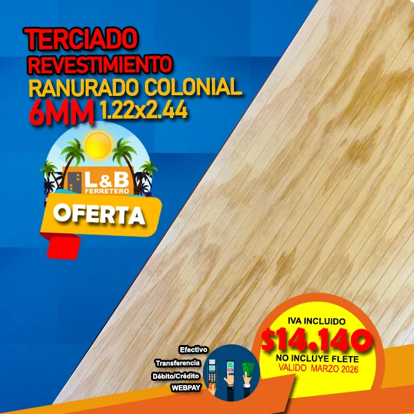 Terciado Ranurado Colonial 6MM 1.22X2.44
