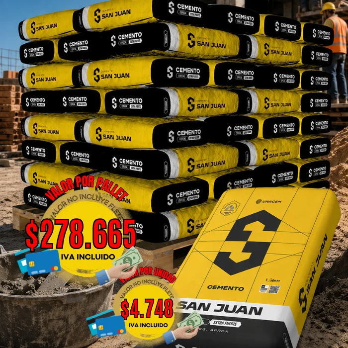 Pallet CEMENTO San Juan 64 sacos 25 Kgs