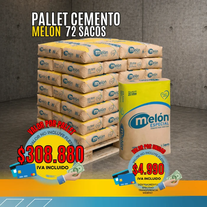 PALLET CEMENTO MELON Saco 25 Kgs. 72 sacos
