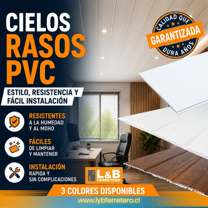 CIELO RASO PVC BLANCO 3 TABLAS  4,75mx0.30m 8mm
