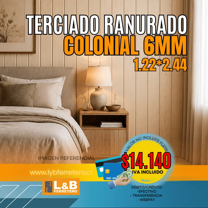 Terciado Ranurado Colonial 6MM 1.22X2.44