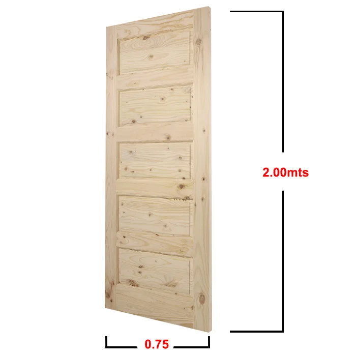Puerta Solida Pino Radiata FIVE PANEL 080x2.00 Mts