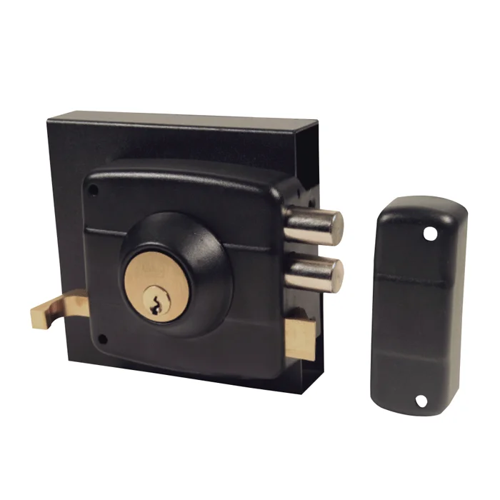 Cerradura Sobreponer Cilindro Fijo 30MM Caja REJA Negra