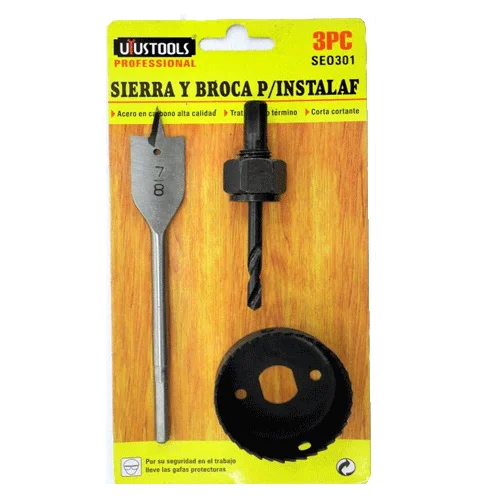 Sierra y Broca p/instalar Chapa 3pcs UYUSTOOLS