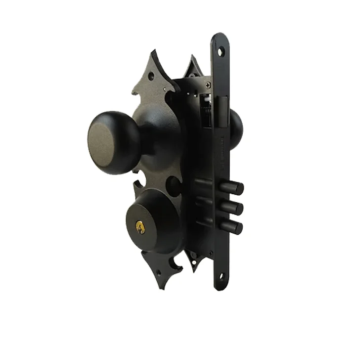 KIT CERRADURA COLONIAL ACCESO 1810 +3 BISAGRAS Y TOPE